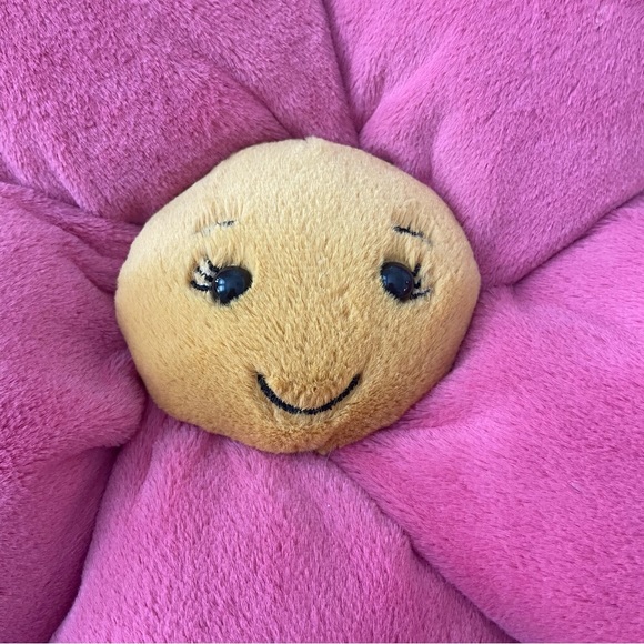 Jellycat Pink Fleury Petunia Flower Plush Stuffed Animal 14” Petals Smiley - Picture 2 of 7